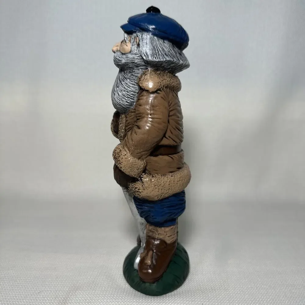 Vintage Ceramic Folk Art Santa Golfer Figurine 9”